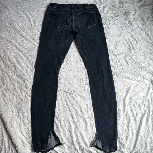 PAIGE Women's Skinny Jeans Dark Blue Wash With Ankle Slits - Picture 8 of 10